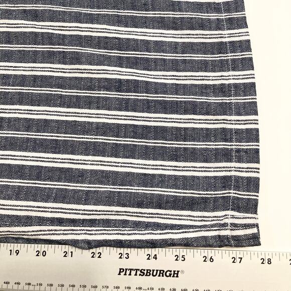 NWOT OLD NAVY Pants 3X Linen Stripe Blue White Wide Leg Pull Up High Waist - Picture 12 of 14